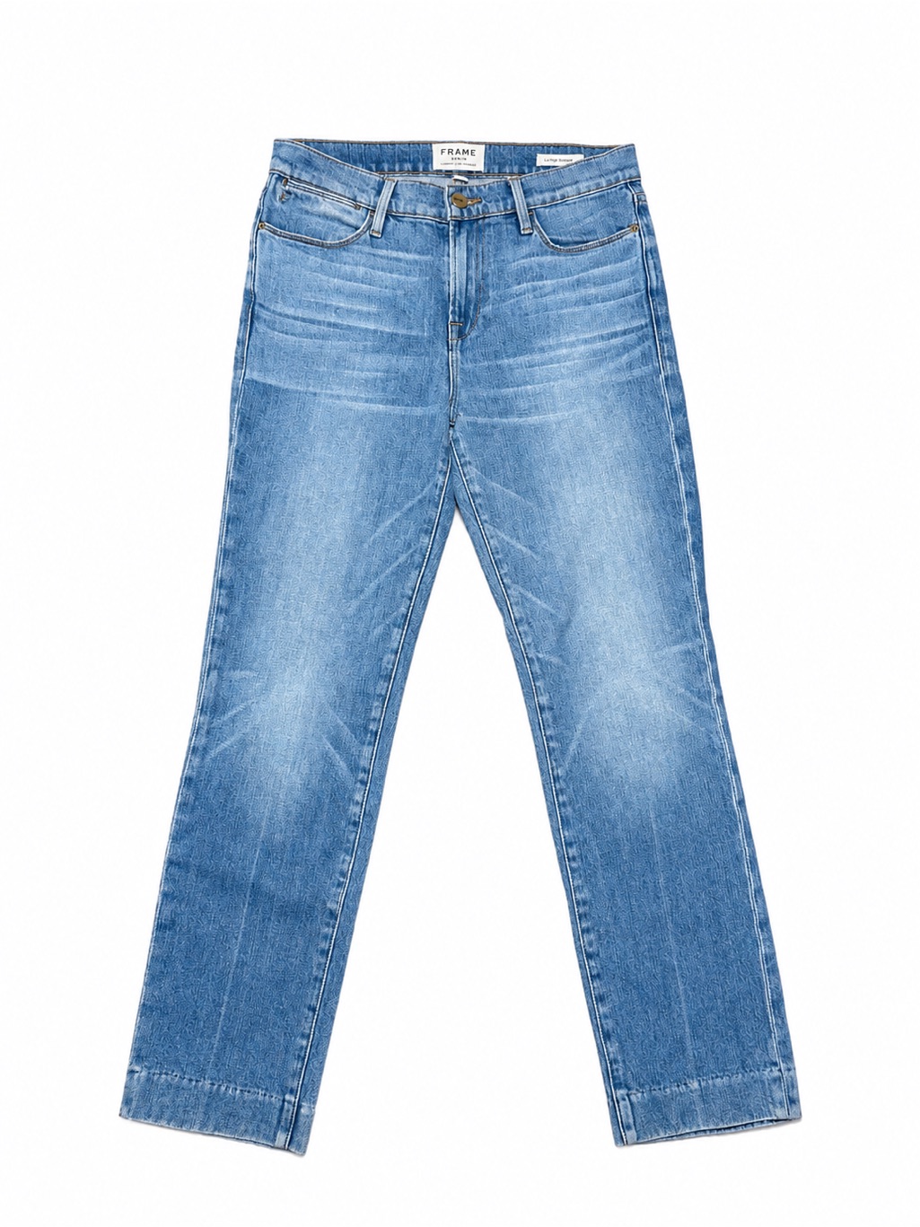 Frame Le High Straight Jeans Withers Wash Light Blue Stretch Denim Sz 26